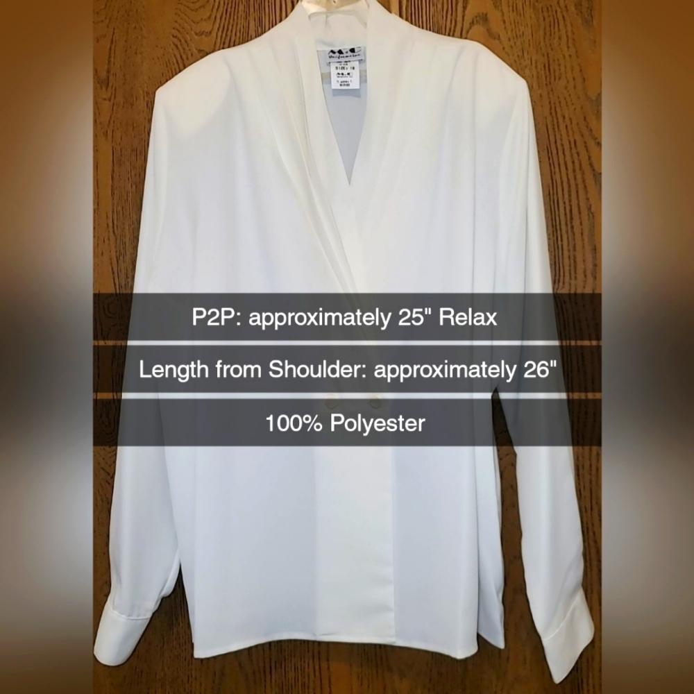 Boutique Brand M & C Uniforms Inc Elegant Cream Color Silk Blouse Sz: 18 NWOT - Picture 7 of 9